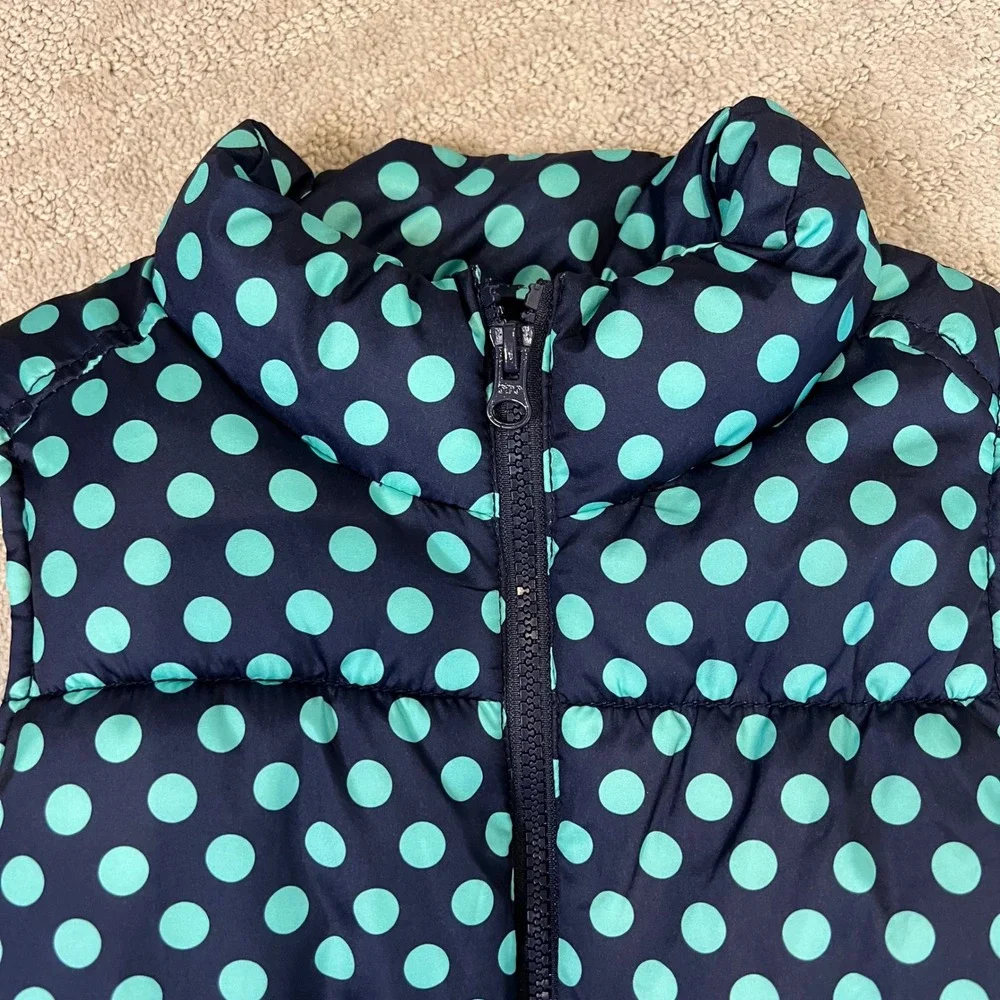Old Navy Puffer Vest Polka Dot Frost Free Sleeveless Kids L/G (10-12) Navy Teal‎